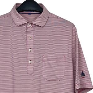 Stitch Golf Mens M Performance Polo Red White Striped Shirt 1921 Lighthouse